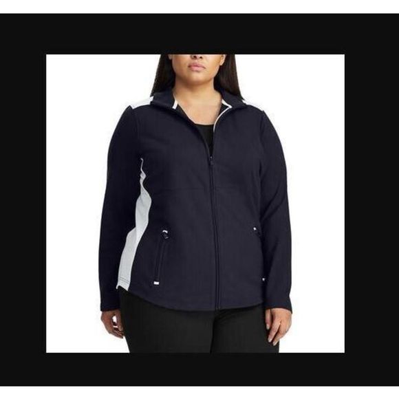 Lauren Ralph Lauren Women's Plus Sz 3X Navy Cotton-Blend Full Zip Jacket $110 - Picture 7 of 7